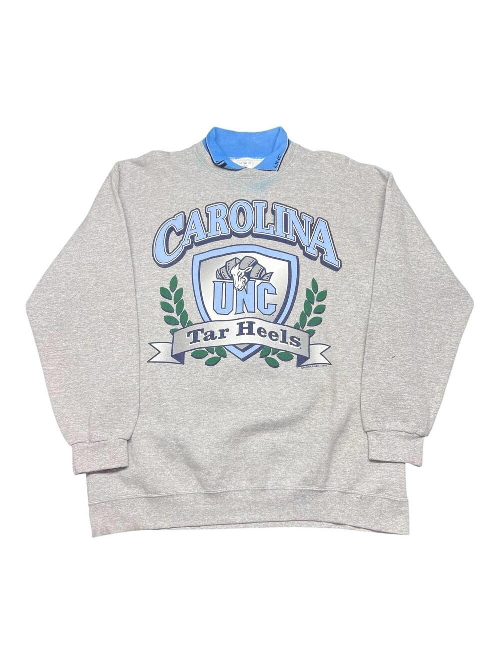 Vintage 90s North Carolina University Tar Heels Shield Collared Sweatshirt XXL
